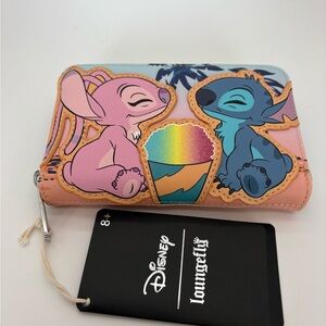 Disney Lilo & Stitch Pastel Pink and Blue Zip-Around Wallet